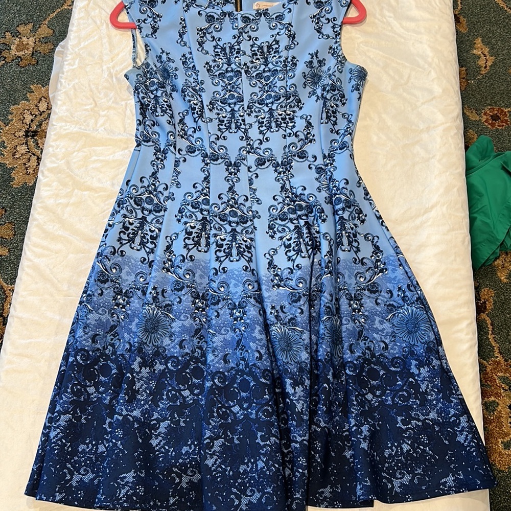 Established 1962 Sleeveless Blue Midi Dress Size 4 Zip Back Like New - Picture 5 of 5
